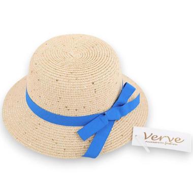 Cappello mare donna cloche con fiocco azzurro e micro brillantini Verve