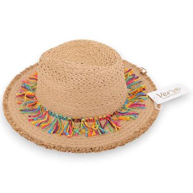 Cappello mare donna panama a falda larga sfrangiata Verve