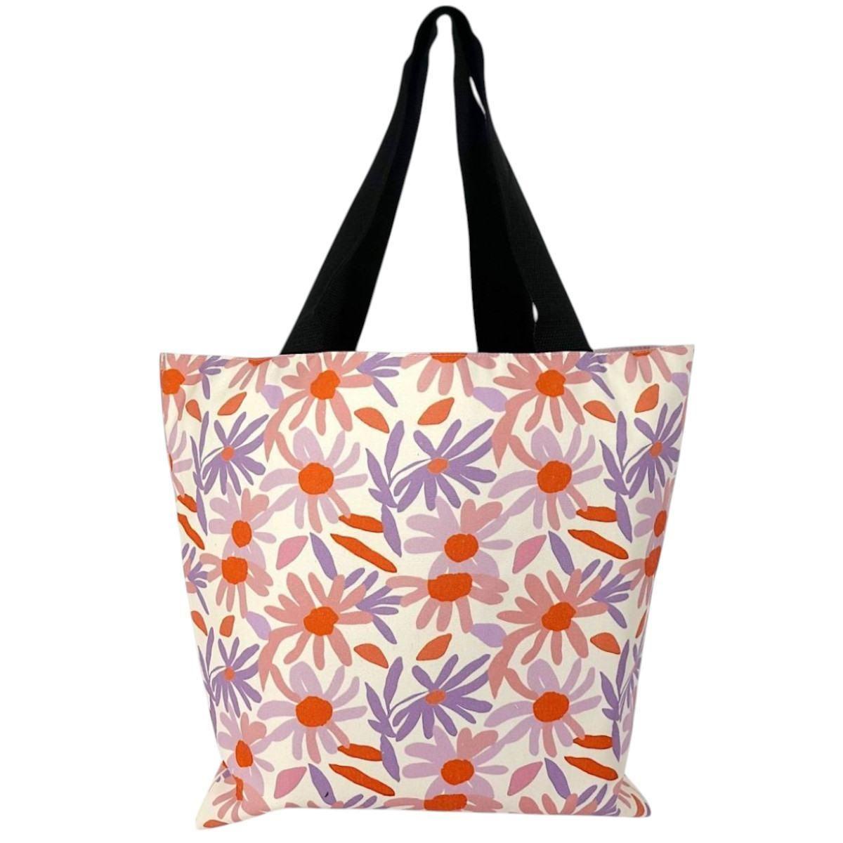 Borsa mare donna aperta double face reversibile stampa fiori Verve