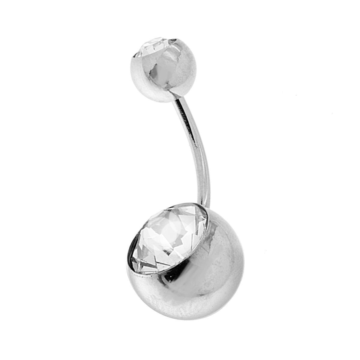 Body Piercing Banana mm 27 con Palline mm 5 e 10 con Crystal Bianchi in ACCIAIO Chirurgico