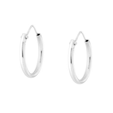 Orecchini a Cerchio Liscio mm 20 con canna mm 2.2 in ARGENTO 925 Galvanica Rodio
