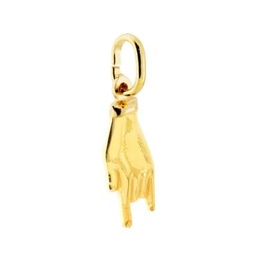 Ciondolo Portafortuna Mano Corna mm 21 in ARGENTO 925 Galvanica Oro
