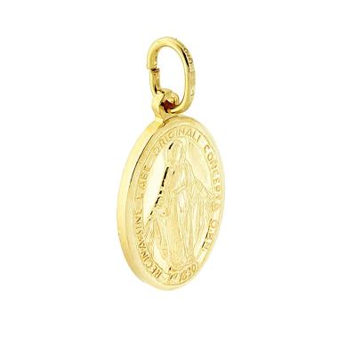 Ciondolo Medaglia Ovale mm 22 Madonna Miracolosa in ARGENTO 925 Galvanica Oro