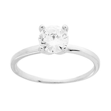 Anello Solitario con Cubic Zirconia Bianco mm 6 in ARGENTO 925 Galvanica Rodio