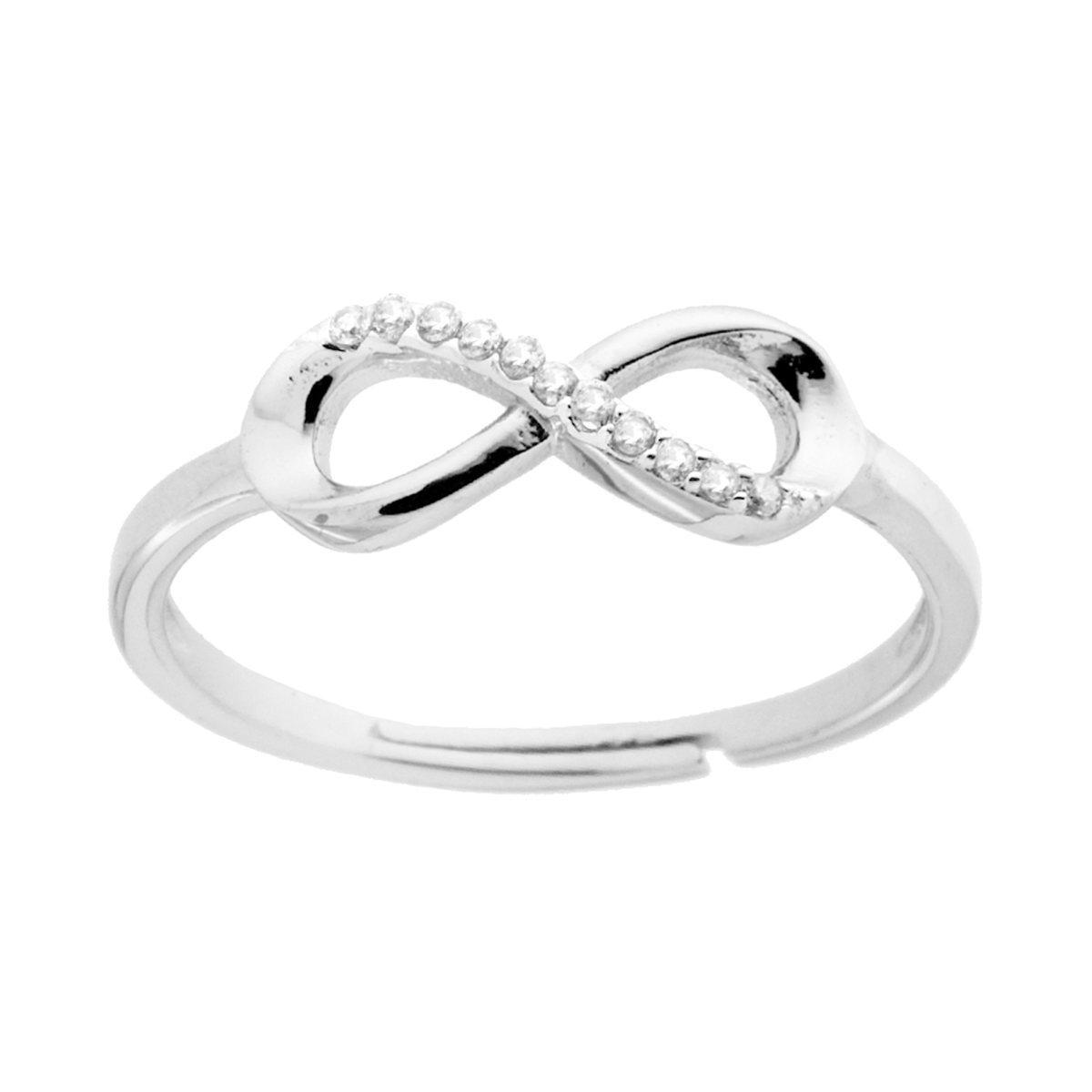 Anello Infinito con Cubic Zirconia Bianchi in ARGENTO 925 Galvanica Rodio