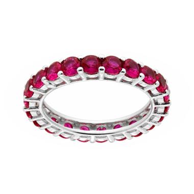 Anello Eternity Veretta a giro con Cubic Zirconia Rosso Rubino mm 3 in ARGENTO 925 Galvanica Rodio