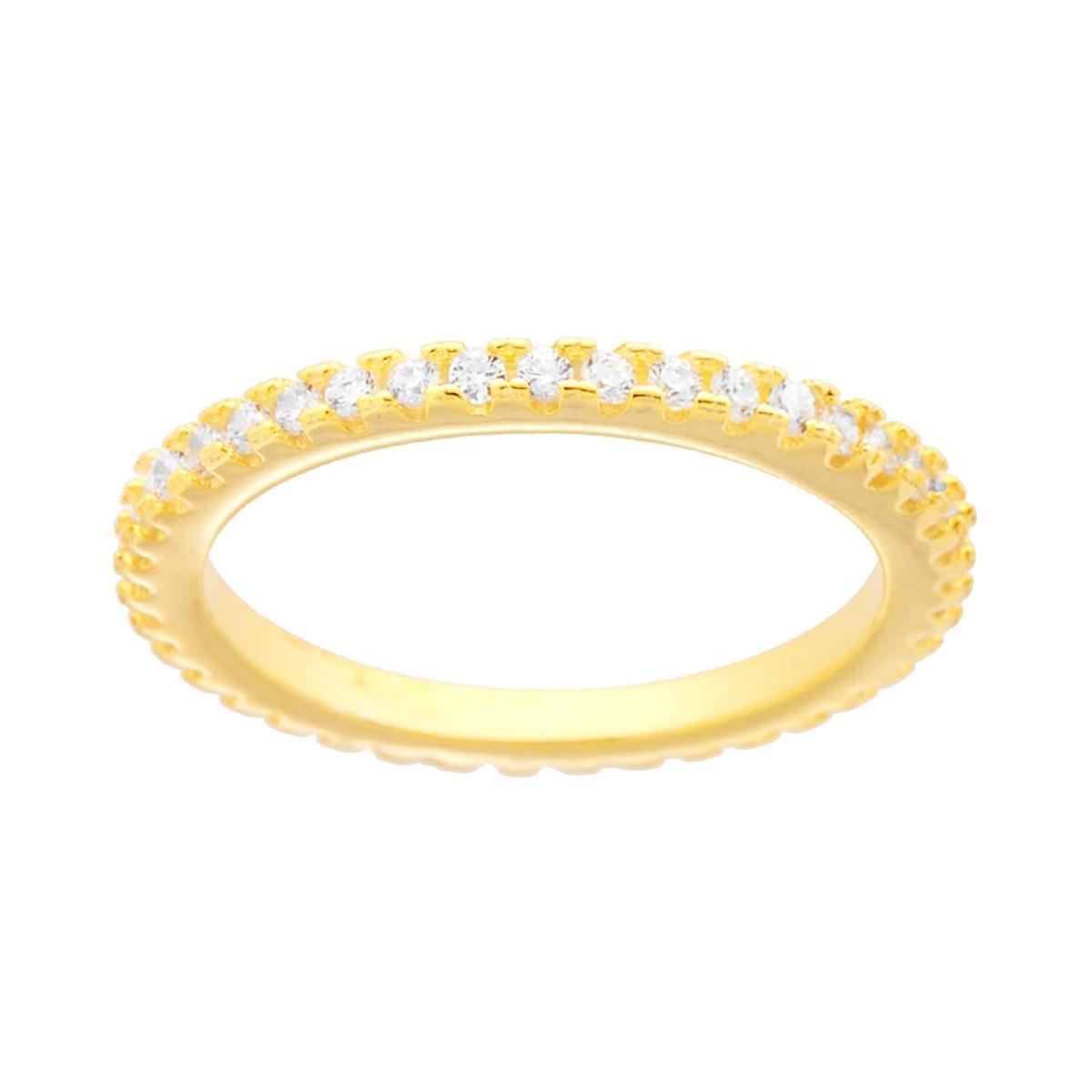 Anello Eternity Veretta a giro con Cubic Zirconia Bianchi in ARGENTO 925 Galvanica Oro