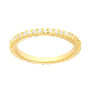Anello Eternity Veretta a giro con Cubic Zirconia Bianchi in ARGENTO 925 Galvanica Oro