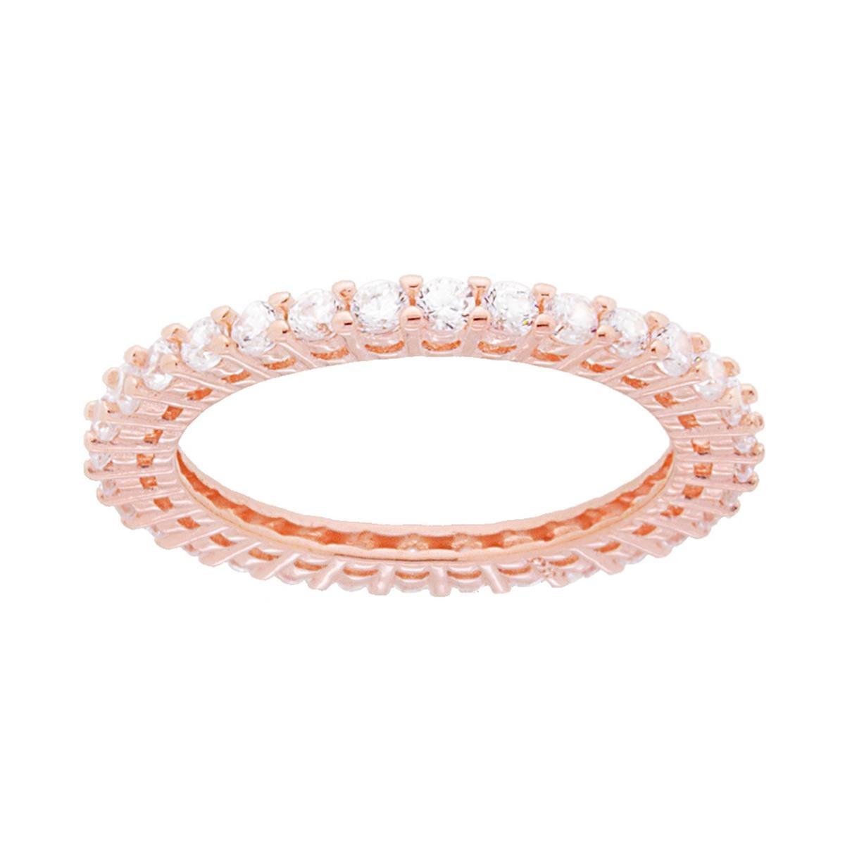 Anello Eternity Veretta con Zirconi Bianchi mm 2 in ARGENTO 925 Galvanica Rosa