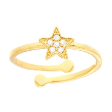 Anello Stella con Cubic Zirconia Bianchi in ARGENTO 925 Galvanica Oro