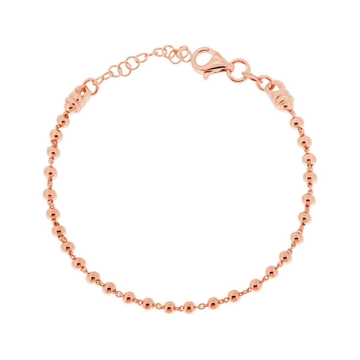 Bracciale Catena con Palline lisce mm 3 in ARGENTO 925 Galvanica Rosa