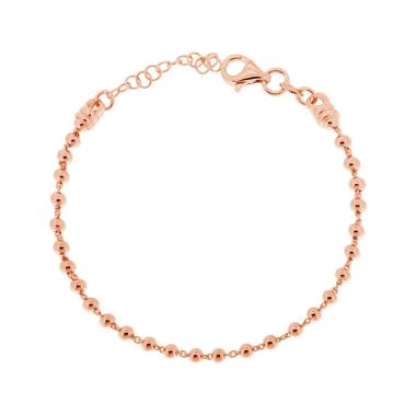 Bracciale Catena con Palline lisce mm 3 in ARGENTO 925 Galvanica Rosa