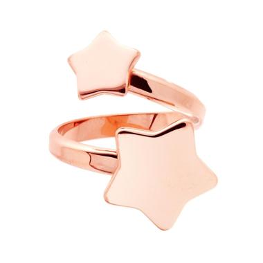 Anello Contrarie con Stelle plain in ARGENTO 925 Galvanica Rosa