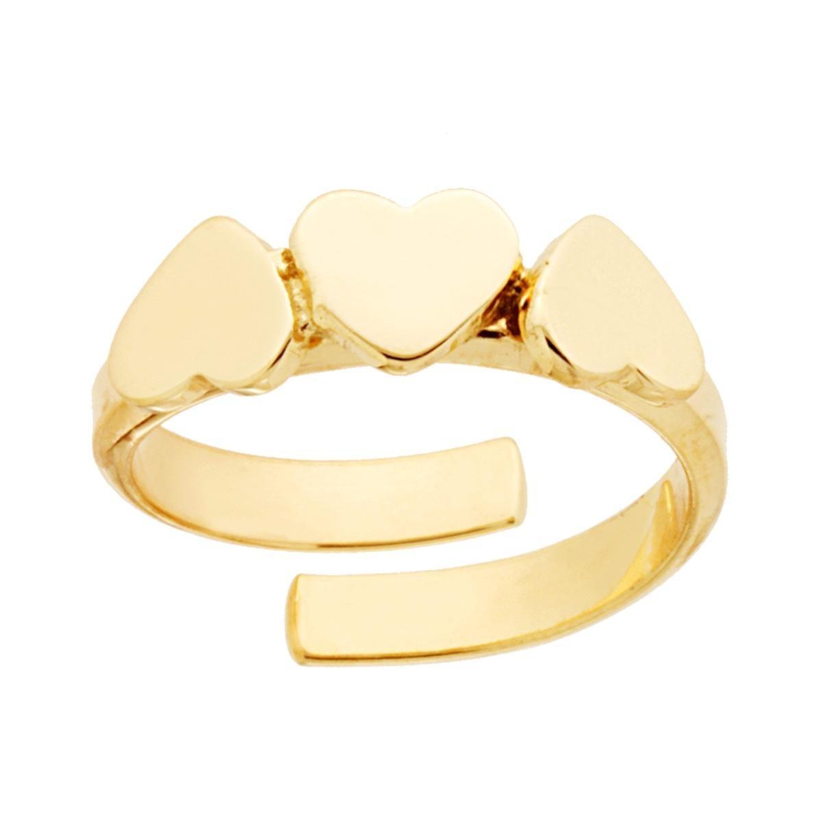 Anello Trilogy Cuori plain in ARGENTO 925 Galvanica Oro