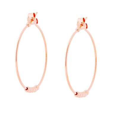 Orecchini Cerchio con Palline lisce in ARGENTO 925 Galvanica Rosa