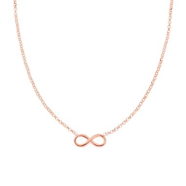 Collana Catena Rolo Diamantata cm 45+5 con Infinito in ARGENTO 925 Galvanica Rosa