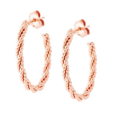 Orecchini Cerchio Ovale doppio Filo Torchon mm 32 in ARGENTO 925 Galvanica Rosa