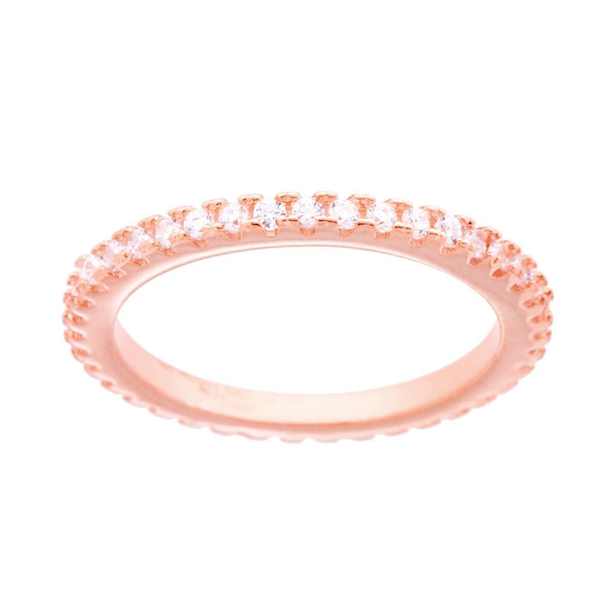 Anello Eternity Veretta a giro con Cubic Zirconia Bianchi in ARGENTO 925 Galvanica Rosa