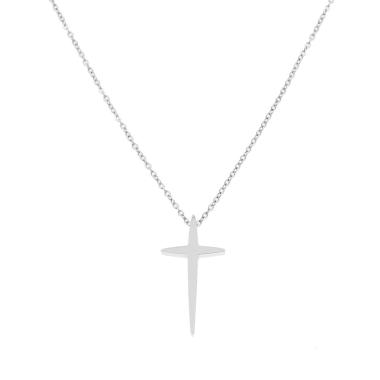 Collana Catena Forzatina Diamantata Croce in ACCIAIO