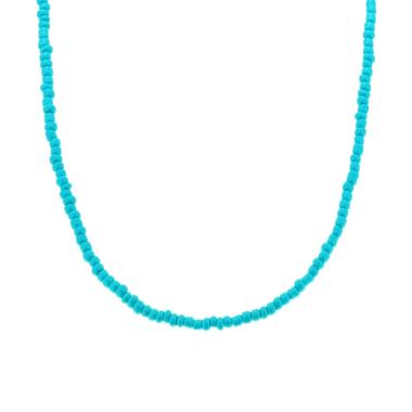 Collana con Perline Azzurro in ARGENTO 925 Galvanica Rosa