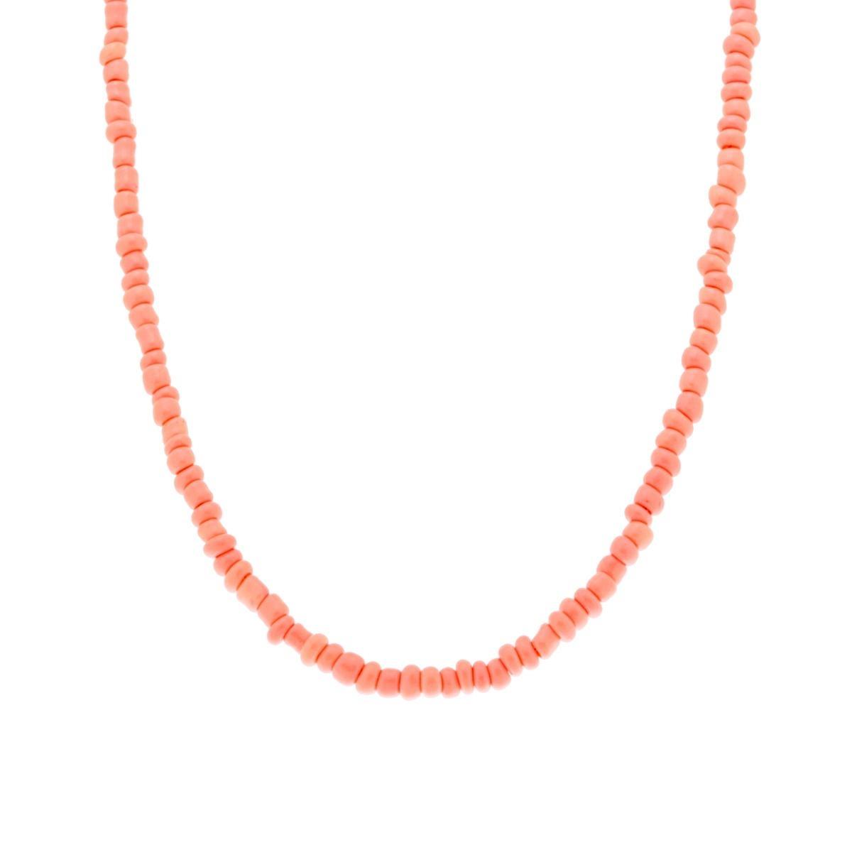 Collana con Perline Rosa Corallo in ARGENTO 925 Galvanica Rosa