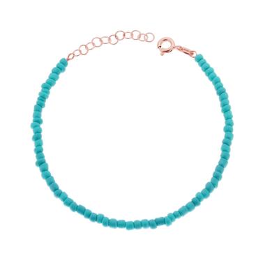 Bracciale con Perline Azzurro in ARGENTO 925 Galvanica Rosa
