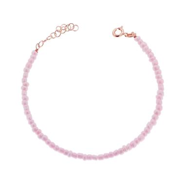 Bracciale con Perline Rosa in ARGENTO 925 Galvanica Rosa