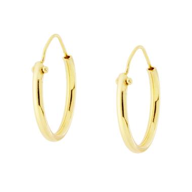 Orecchini a Cerchio mm 20 con Canna tonda liscia mm 2 in ARGENTO 925 Galvanica Oro