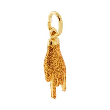 Ciondolo Portafortuna Mano Corna con Smalto Oro glitter in ARGENTO 925 Galvanica Oro