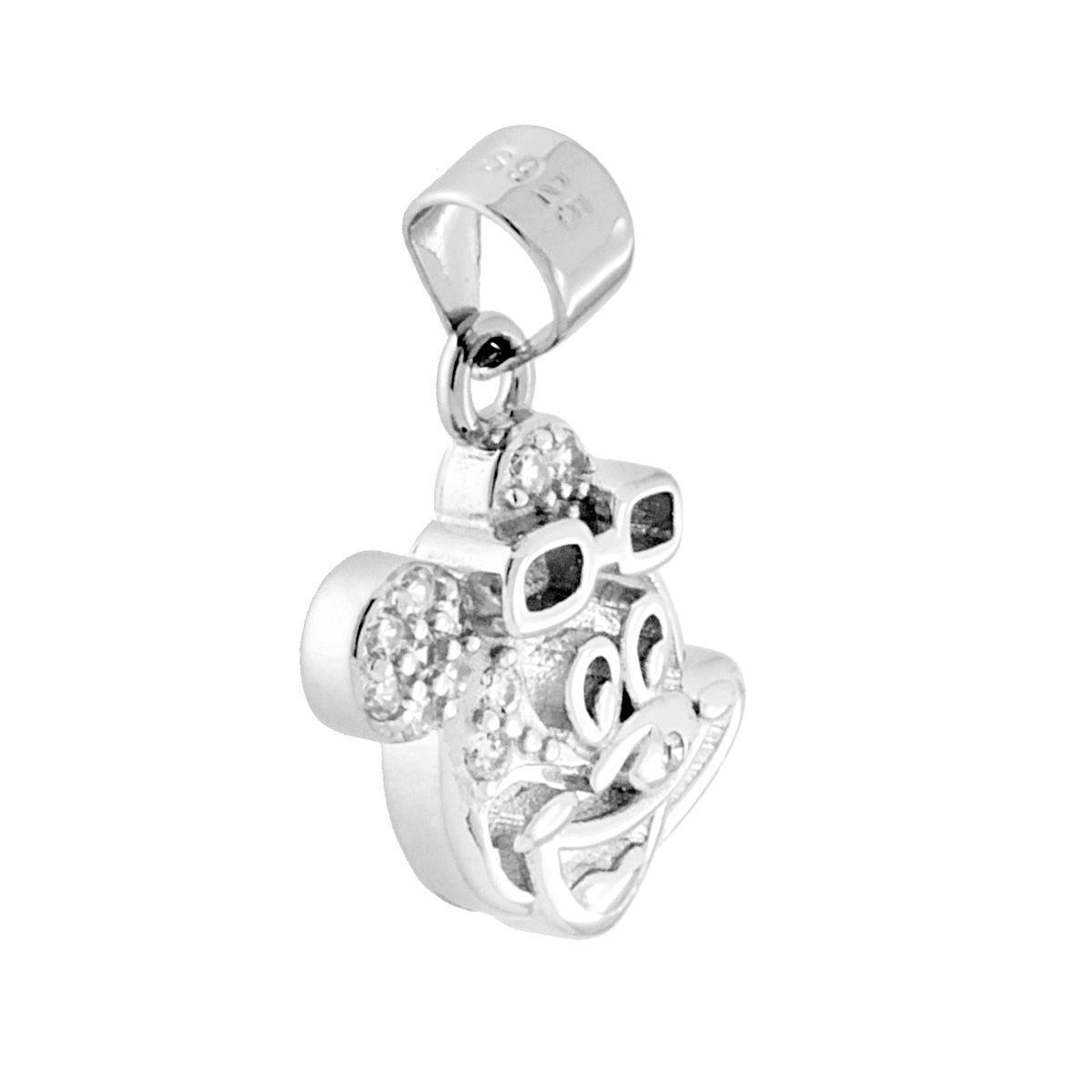Ciondolo Topolino con Zirconi Bianchi in ARGENTO 925 Galvanica Rodio
