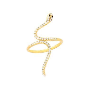 Anello Serpente con Cubic Zirconia Bianchi in ARGENTO 925 Galvanica Oro