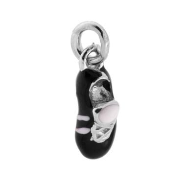 Ciondolo Scarpa Calcio Smalto Nero in ARGENTO 925 Galvanica Rodio