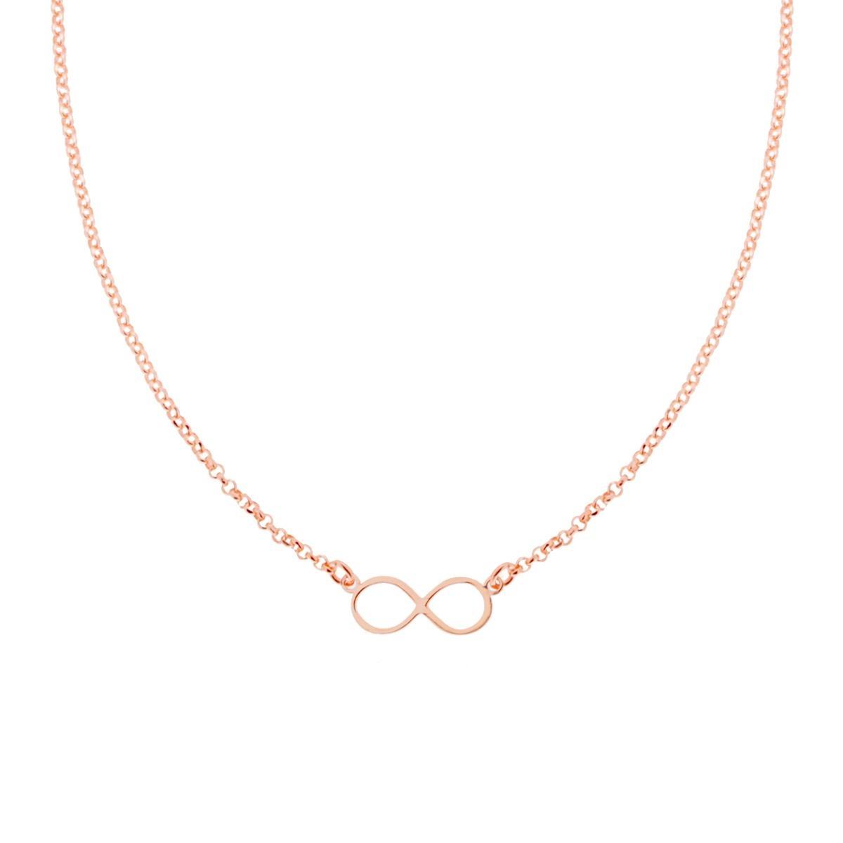 Collana Catena Rolo Diamantata con Infinito in ARGENTO 925 Galvanica Rosa