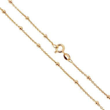 Catena Forzatina 035 sezione mm 1.2 alternata a Palline Lisce mm 2.5 lunghezza cm 100 in ARGENTO 925 Galvanica Oro