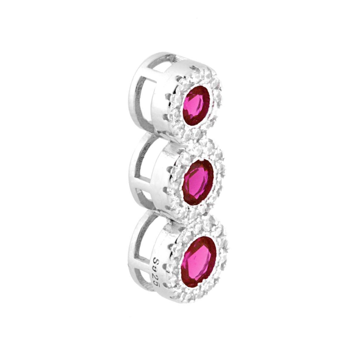 Ciondolo Trilogy Rosso Rubino contornato da Zirconi Bianchi in ARGENTO 925 Galvanica Rodio