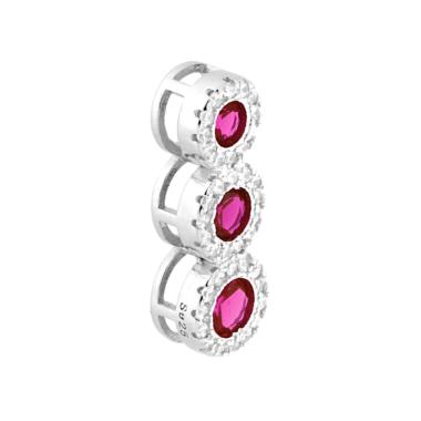 Ciondolo Trilogy Rosso Rubino contornato da Zirconi Bianchi in ARGENTO 925 Galvanica Rodio