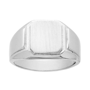 Anello Chevalier con Scudo Quadrato Plain Satinato in ARGENTO 925 Galvanica Rodio