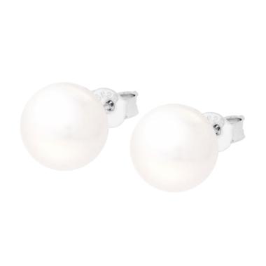 Orecchini Perla mm 10 in ARGENTO 925 Galvanica Rodio