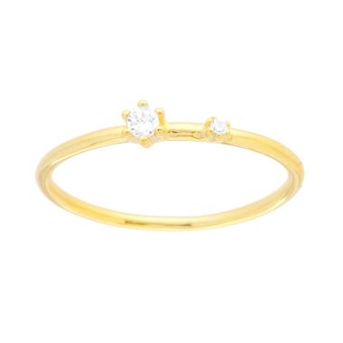 Anello Solitario con Cubic Zirconia Bianco in ARGENTO 925 Galvanica Oro