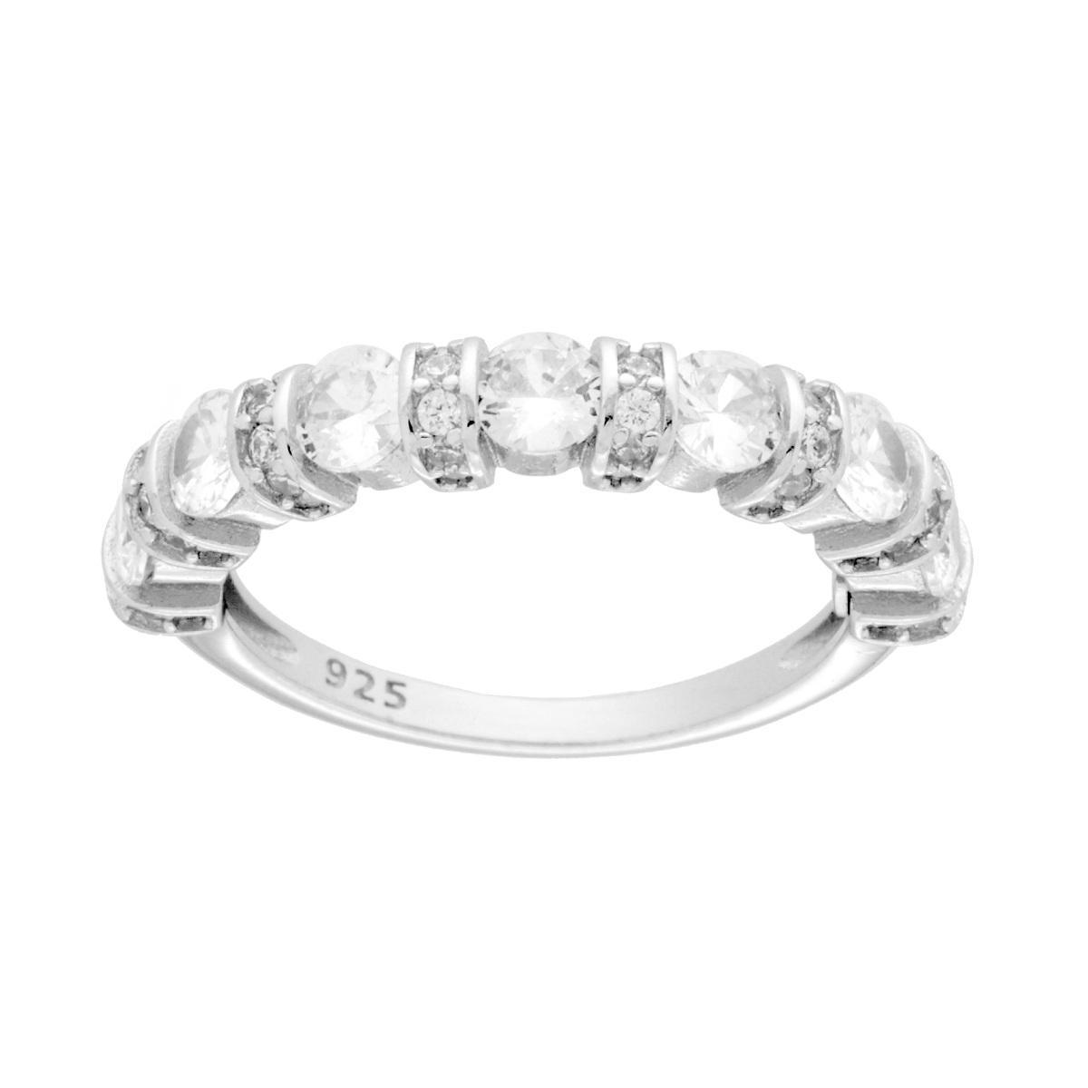 Anello Veretta con Cubic Zirconia Bianchi mm 3.5 in ARGENTO 925 Galvanica Rodio