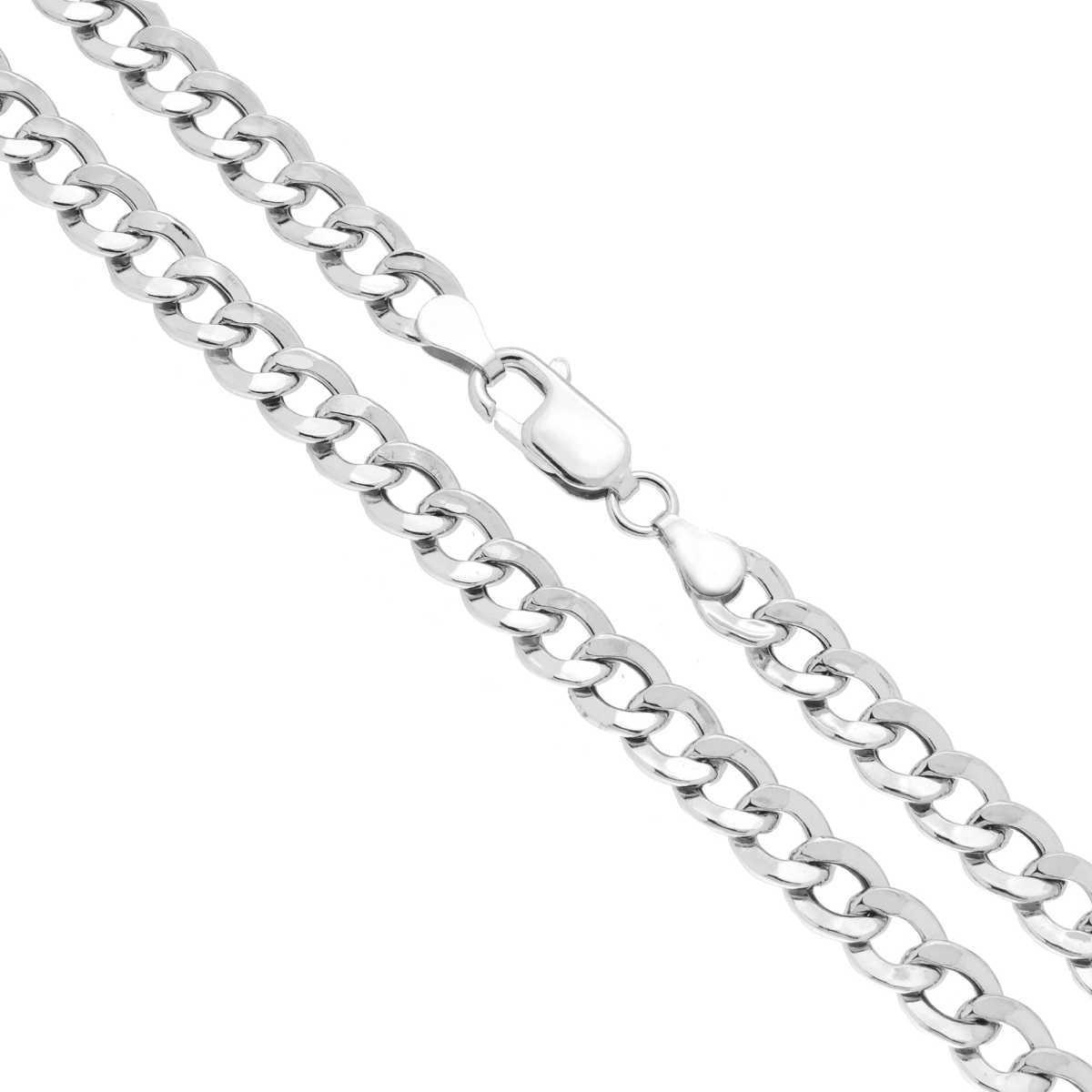 Catena Grumetta Piatta Vuota 140 sezione mm 6 lunghezza cm 60 in ARGENTO 925 Galvanica Rodio