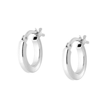 Orecchini Cerchio Liscio mm 12 sezione canna quadrata mm 2 in ARGENTO 925 Galvanica Platino