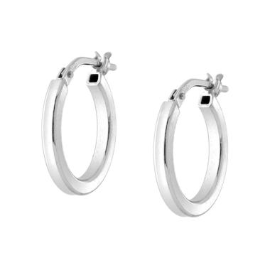 Orecchini Cerchio Liscio mm 16 sezione canna quadrata mm 2 in ARGENTO 925 Galvanica Platino