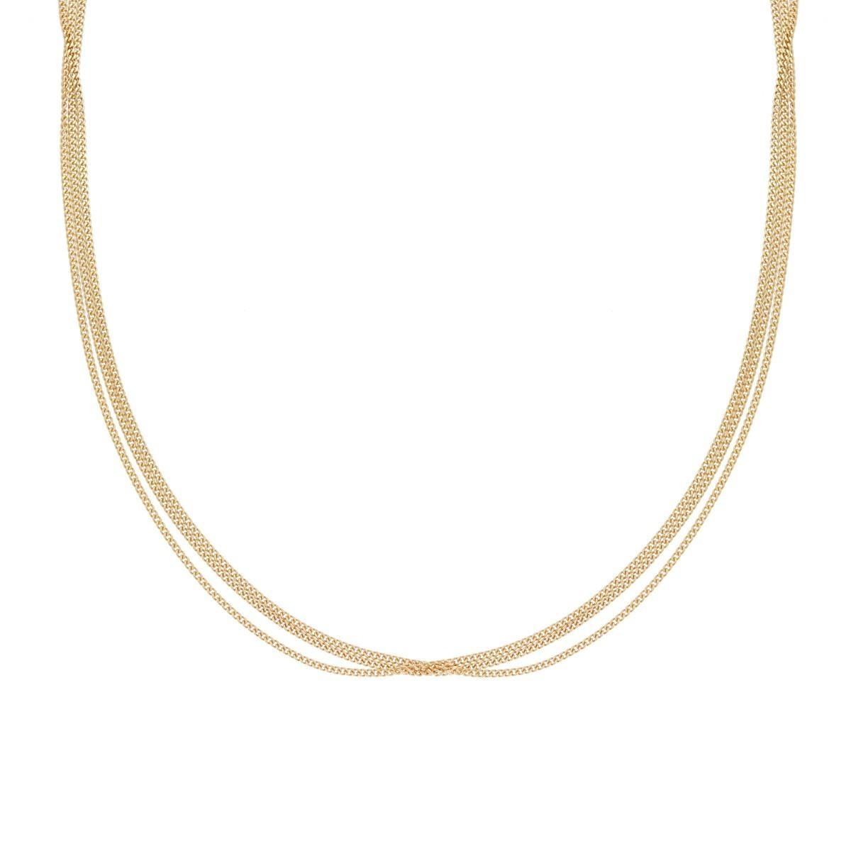 Collana tre fili Grumetta Diamantata in ARGENTO 925 Galvanica Oro