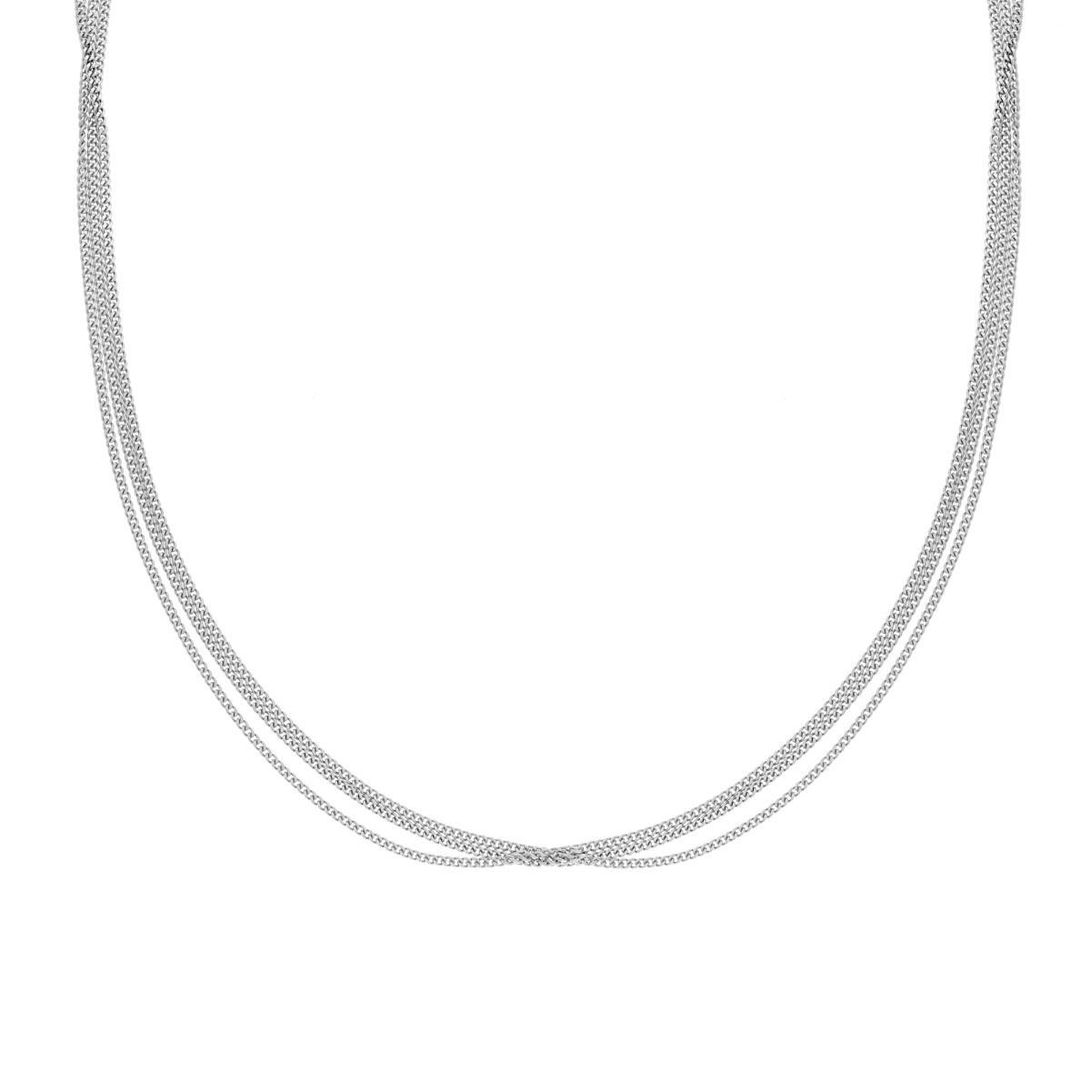 Collana tre fili Grumetta Diamantata in ARGENTO 925 Galvanica Rodio
