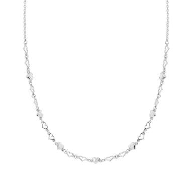 Collana Catena Rolo Diamantata con Cuori in ARGENTO 925 Galvanica Rodio