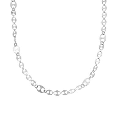 Collana Catena Maglia Marinara Diamantata in ARGENTO 925 Galvanica Rodio