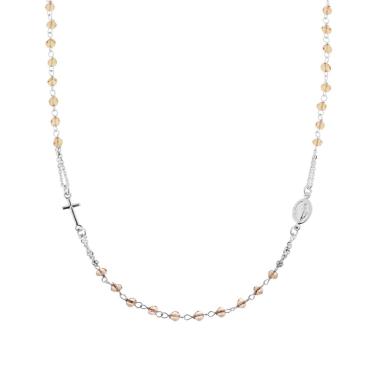 Collana Rosario modello Girocollo cm 50 con Crystal Topazio Boreale mm 3.5 in ARGENTO 925 Galvanica Rodio