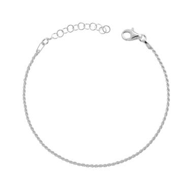 Bracciale Catena Corda 025 sezione mm 1,25 lunghezza cm 16+3 in ARGENTO 925