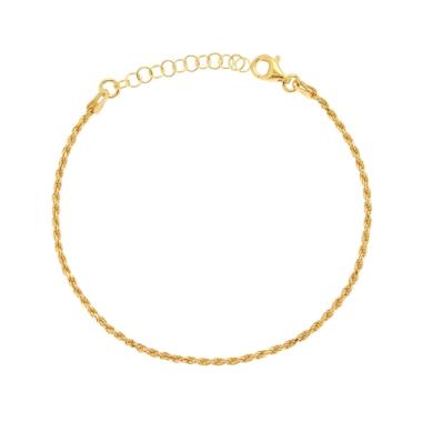 Bracciale Catena Corda Diamantata 035 sezione mm 1,65 lunghezza cm 16+3 in ARGENTO 925 Galvanica Oro